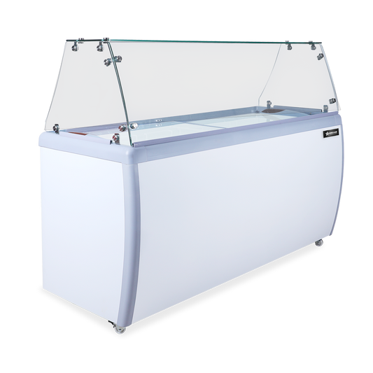 60″ 10+8 Tubs Capacity Ice Cream Dipping Freezer with Flat Sneeze Guard