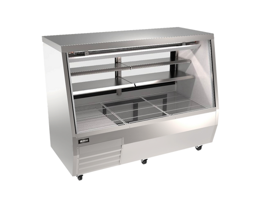 71” Square Stainless Steel Glass Refrigerated Double-Duty Deli Case