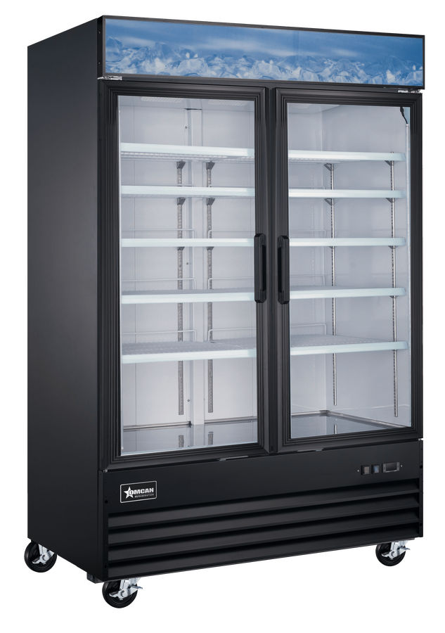 53” Black Display Freezer, 2-Glass Door, 45cu.ft. (1270L) Capacity – 110V, 1,000W