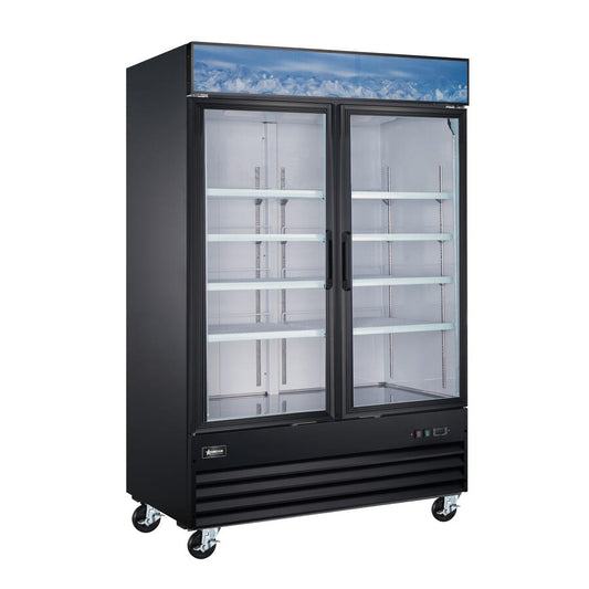 53” Black Display Refrigerator, 2 Swings Glass Doors, 45 cu. ft. (1270 L) Capacity – 120V, 1/4 HP